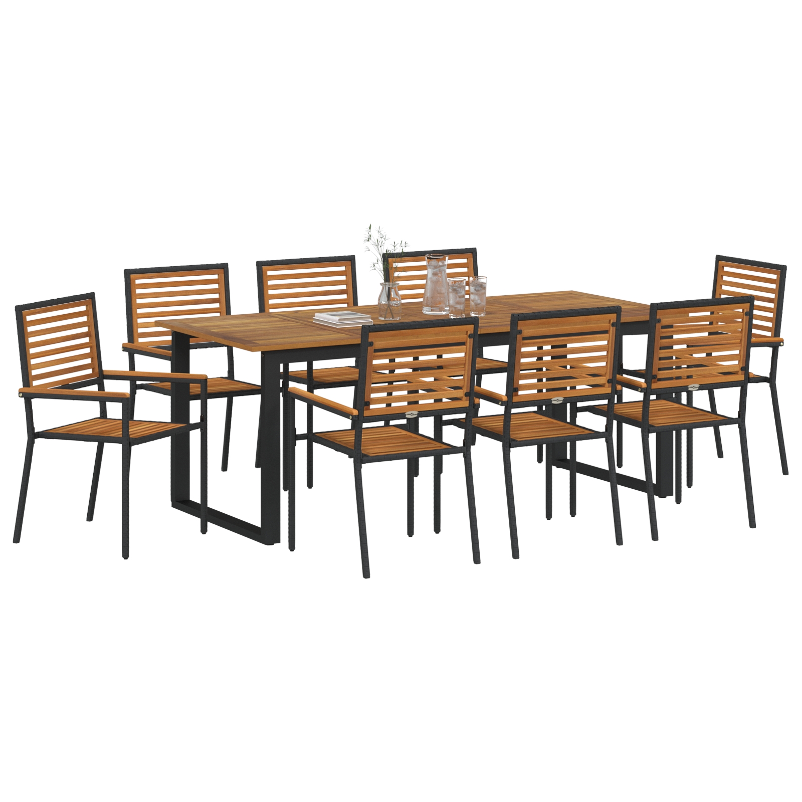 3365469 3 Set de masă pentru grădină 9 pcs Negru Set de masă pentru grădină 9 pcs Negru - imagine 3