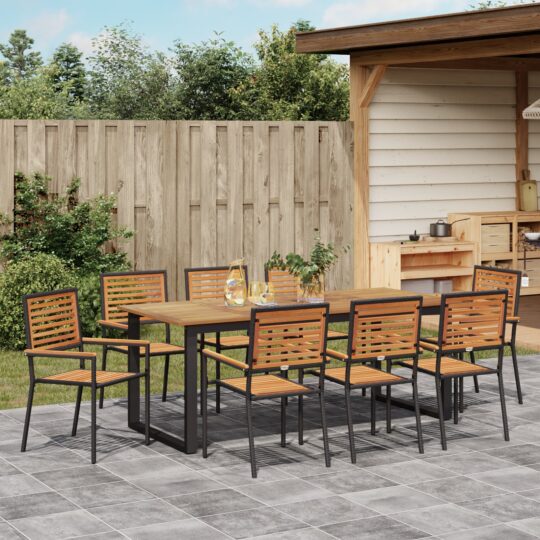 3365469 4 Set de masă pentru grădină 9 pcs Negru 3365469 4