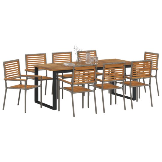 3365470 3 Set de masă pentru grădină 9 pcs Gri 3365470 3