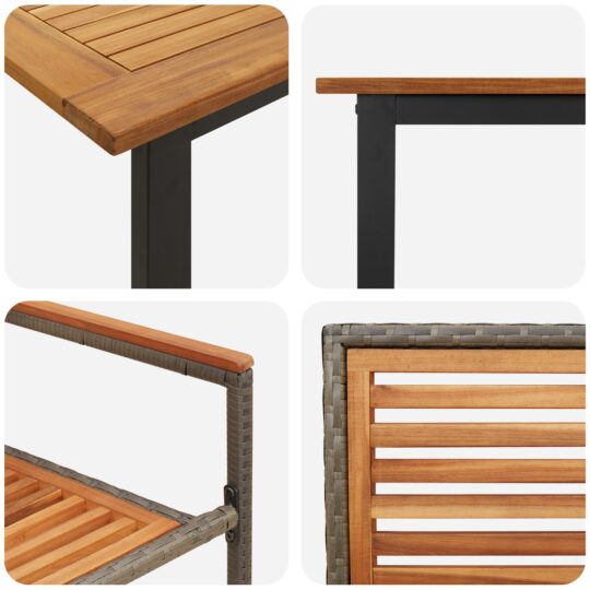 3365470 9 Set de masă pentru grădină 9 pcs Gri 3365470 9