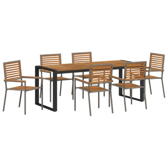 Alternative view of Set de masă pentru grădină 7 pcs Gri 200 x 80 x 75 cm poliratan