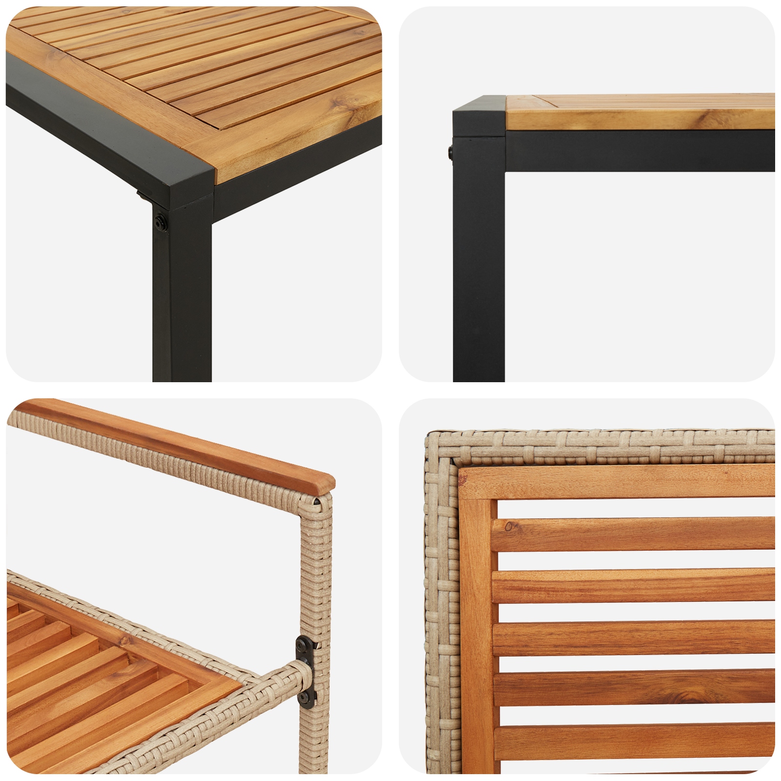 3365486 9 Set de masă pentru grădină 7 pcs Bej și Maro 200 x 80 x 75 cm Set de masă pentru grădină 7 pcs Bej și Maro 200 x 80 x 75 cm - imagine 9