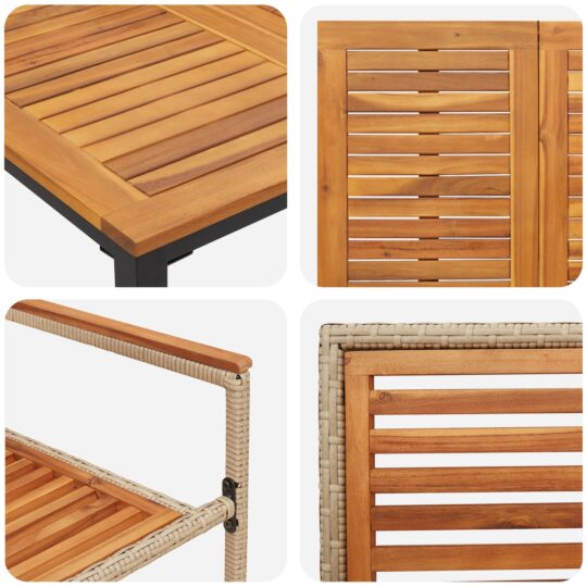 3365495 9 Set masă grădină 5 Piese Bej Ratan Poly Acacia 3365495 9