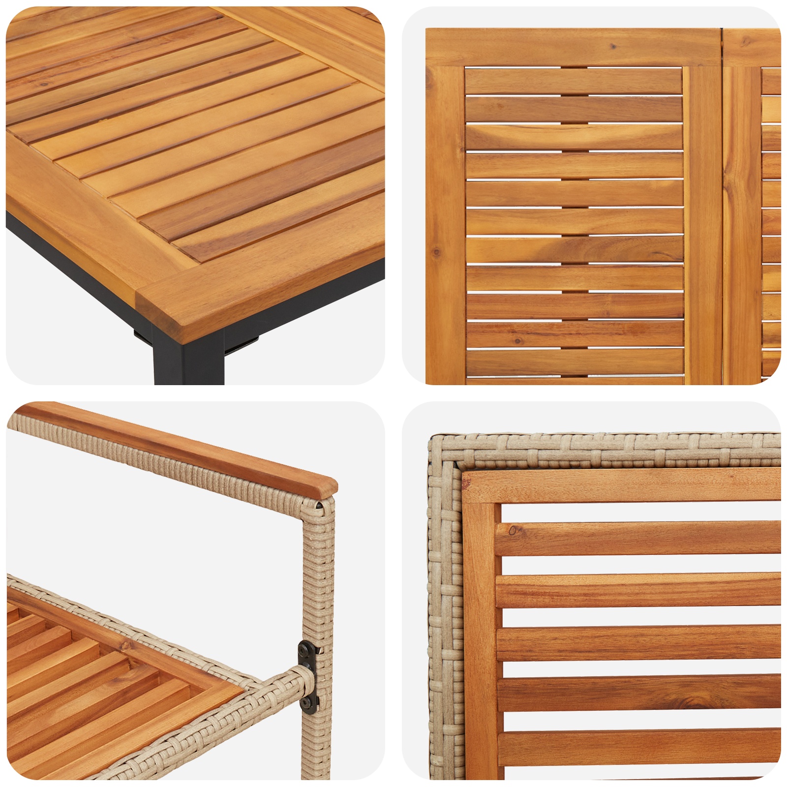 3365495 9 Set masă grădină 5 Piese Bej Ratan Poly Acacia Set masă grădină 5 Piese Bej Ratan Poly Acacia - imagine 9