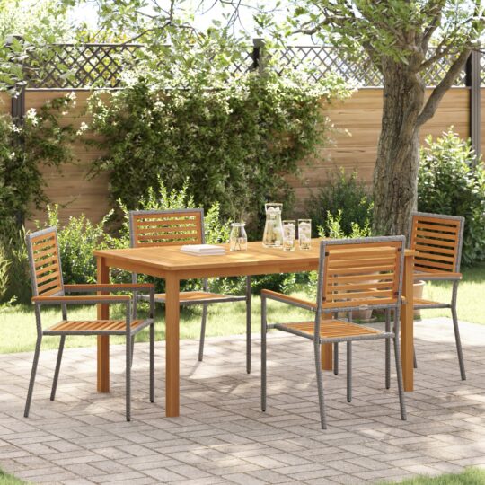 Set de masă pentru grădină 5 pcs Gri Rattan poli