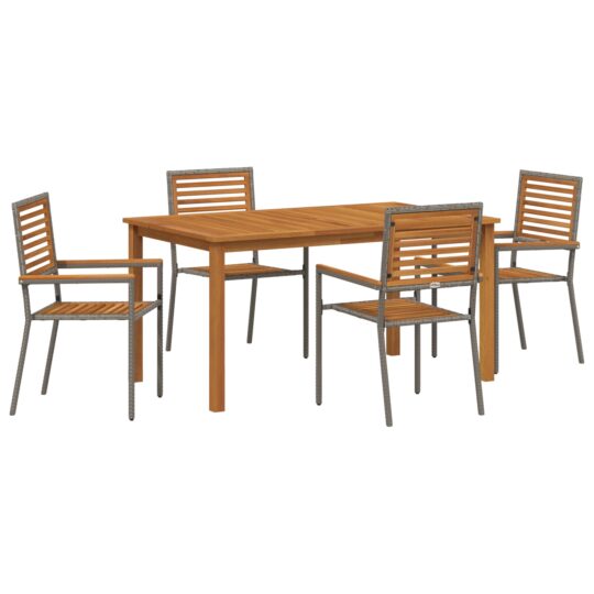 Alternative view of Set de masă pentru grădină 5 pcs Gri Rattan poli