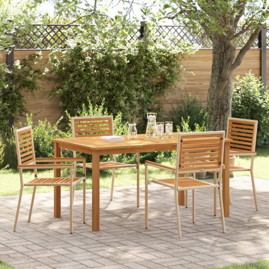 Set de masă pentru grădină 5 pcs Bej Rattan poli