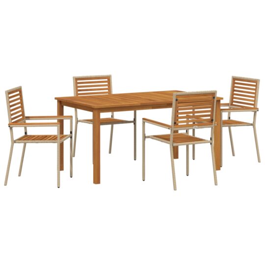 Alternative view of Set de masă pentru grădină 5 pcs Bej Rattan poli