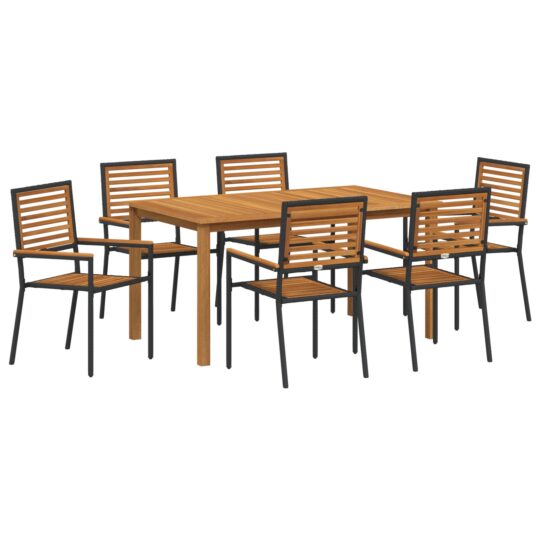 Alternative view of Set de masă pentru grădină 7 pcs Negru Rattan poli