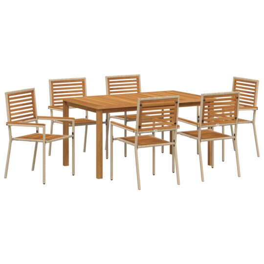 Alternative view of Set de masă pentru grădină 7 pcs Bej Rattan poli