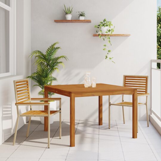 Set de masă pentru grădină 3 pcs Bej Rattan poli