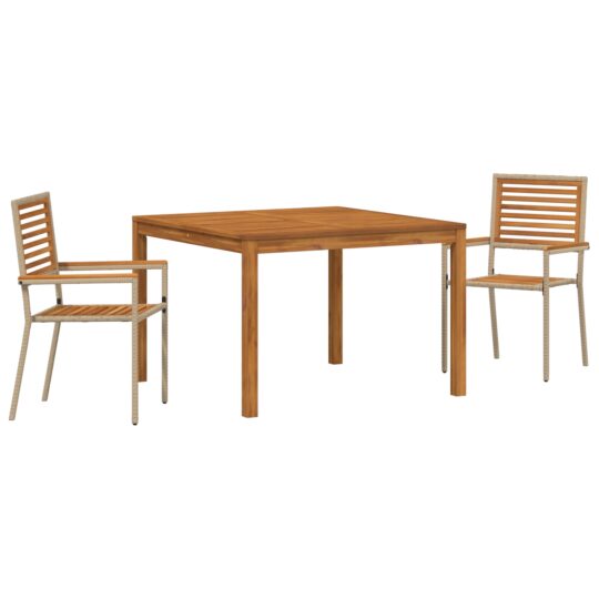 Alternative view of Set de masă pentru grădină 3 pcs Bej Rattan poli