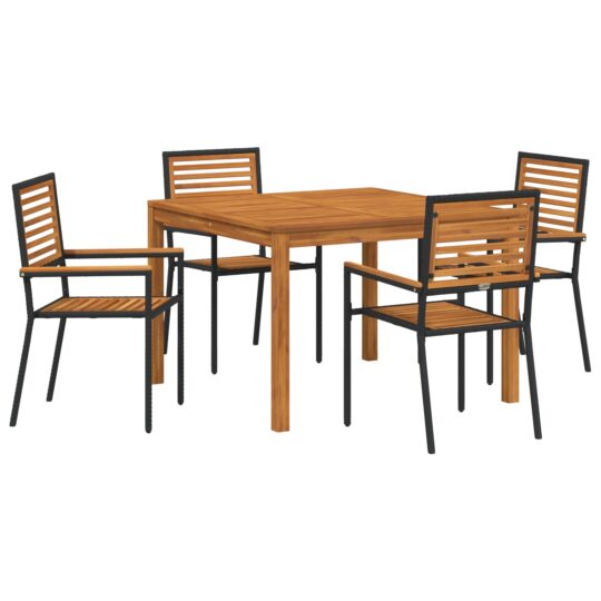 Alternative view of Set de masă pentru grădină 5 pcs Negru Rattan poli