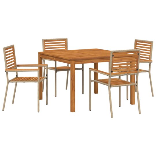 Alternative view of Set de masă pentru grădină 5 pcs Bej Rattan poli