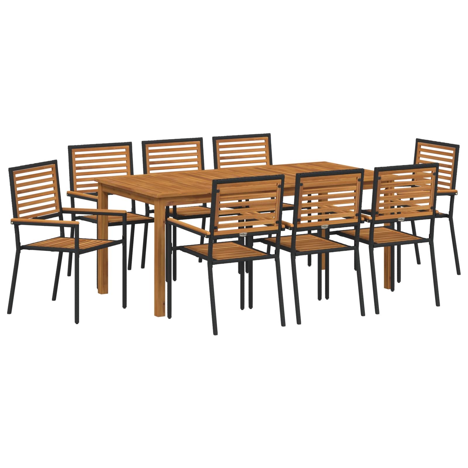 3365544 2 Set de masă pentru grădină 9 pcs Negru Rattan poli Set de masă pentru grădină 9 pcs Negru Rattan poli - imagine 2