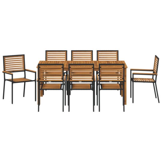 3365544 7 Set de masă pentru grădină 9 pcs Negru Rattan poli 3365544 7