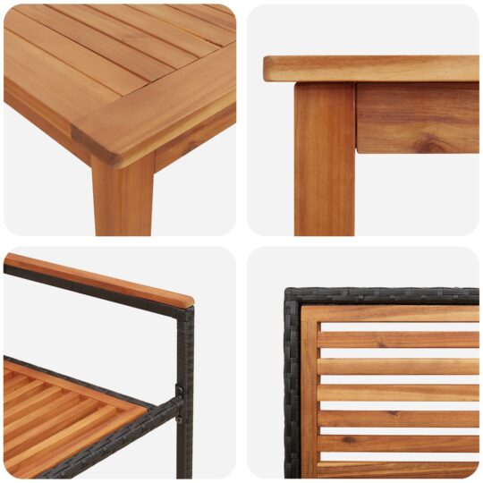 3365544 9 Set de masă pentru grădină 9 pcs Negru Rattan poli 3365544 9