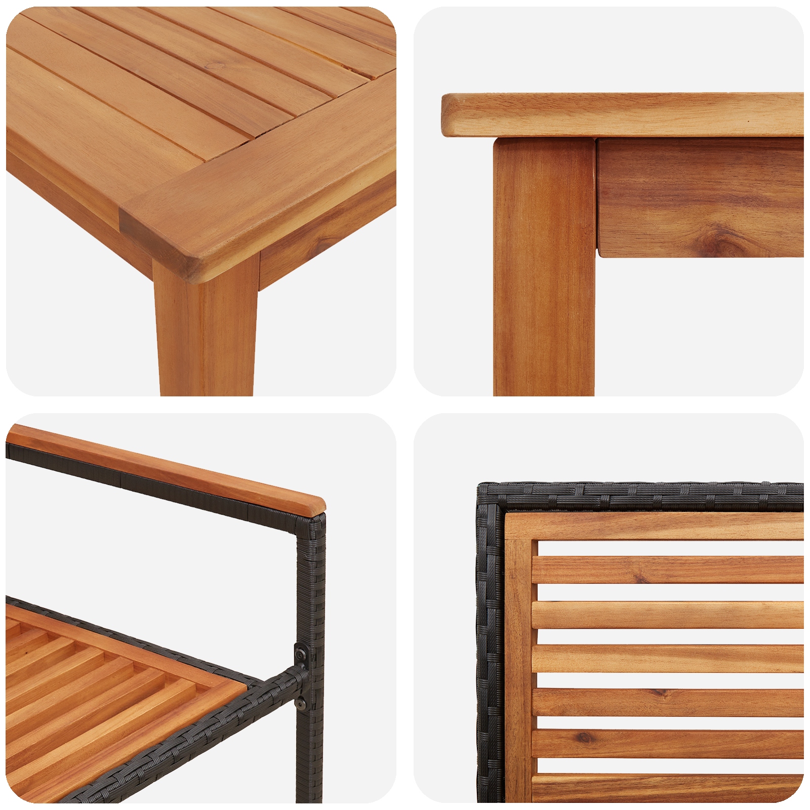 3365544 9 Set de masă pentru grădină 9 pcs Negru Rattan poli Set de masă pentru grădină 9 pcs Negru Rattan poli - imagine 9