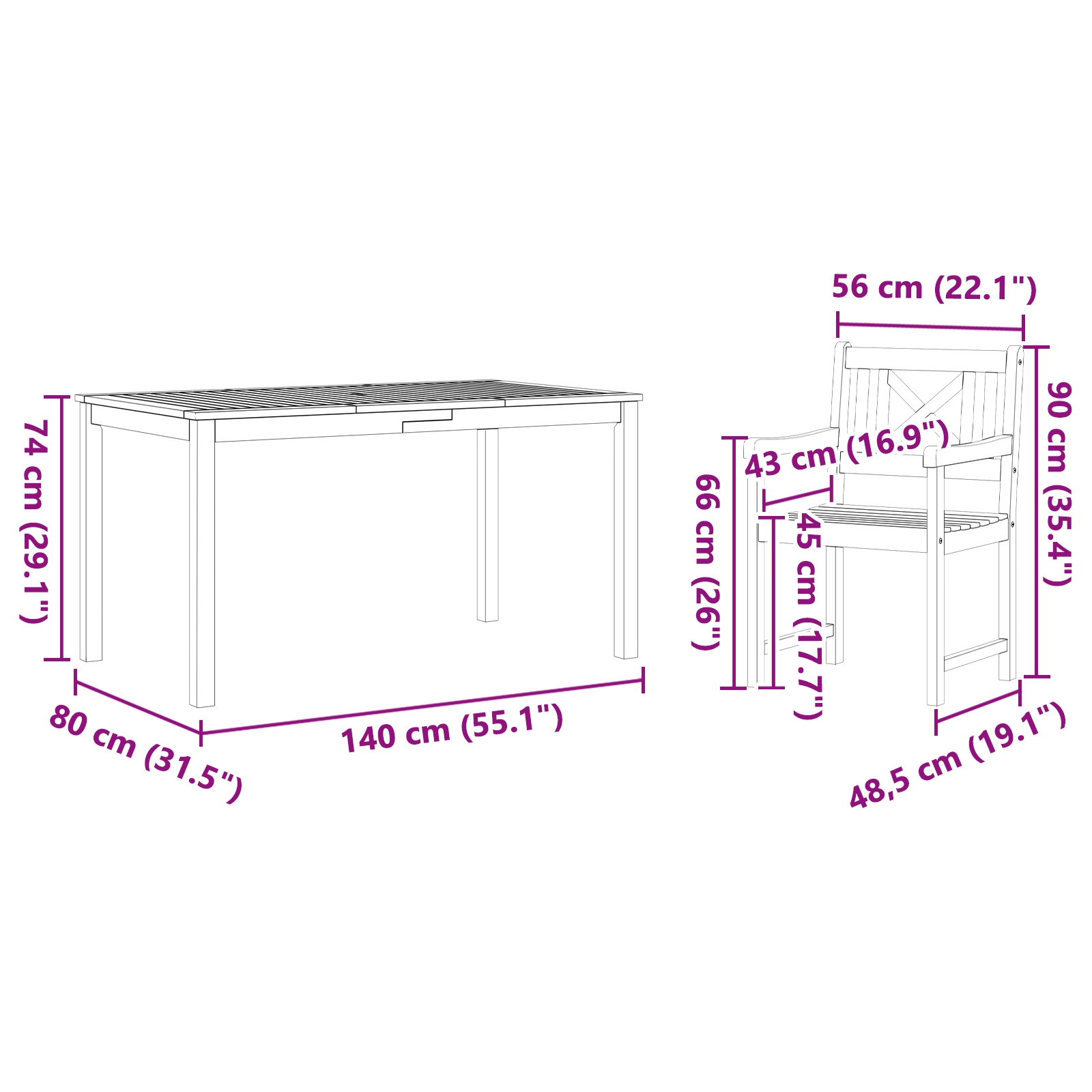 3375651 10 Set de masă pentru grădină 7 pcs Maro lemn masiv de acacia Set de masă pentru grădină 7 pcs Maro lemn masiv de acacia - imagine 10