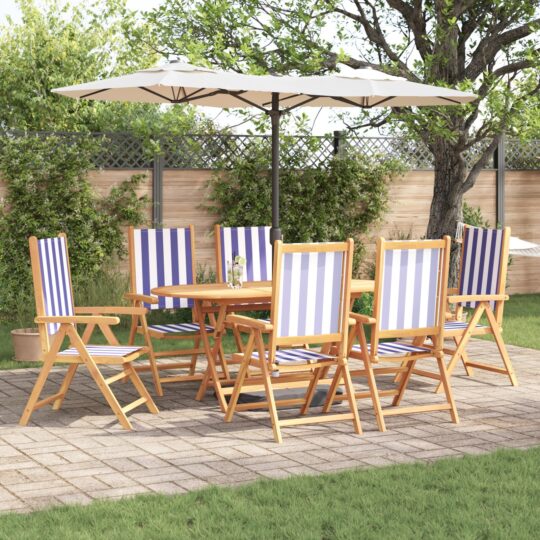Set de masă pentru grădină 7 pcs Albastru și alb