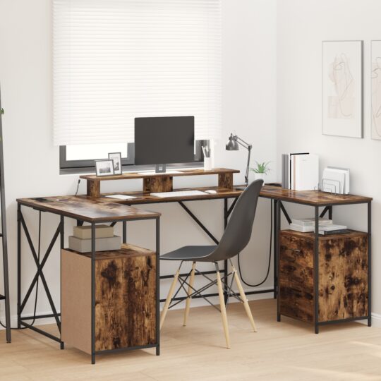 Birou cu sertar Stejar afumat 182 x 101 x 87.5 cm Lemn compozit