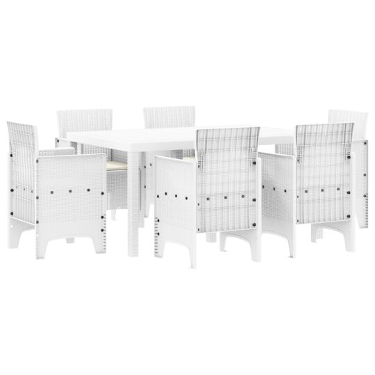 Alternative view of Set de masă pentru grădină 7 pcs Alb Ratan Polt