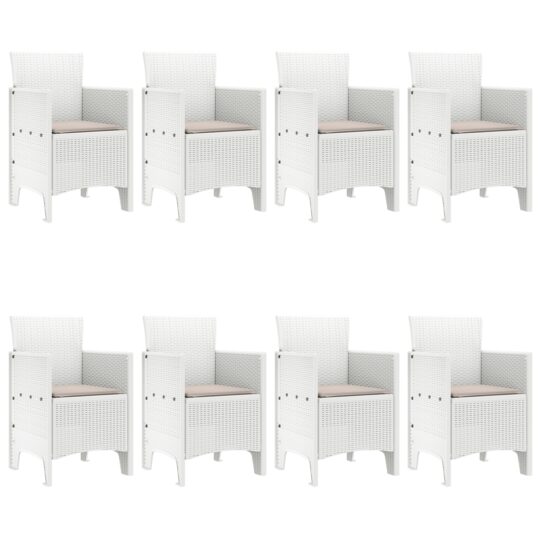 3378583 4 Set de masă pentru grădină 9 pcs Alb Ratan Polt 3378583 4