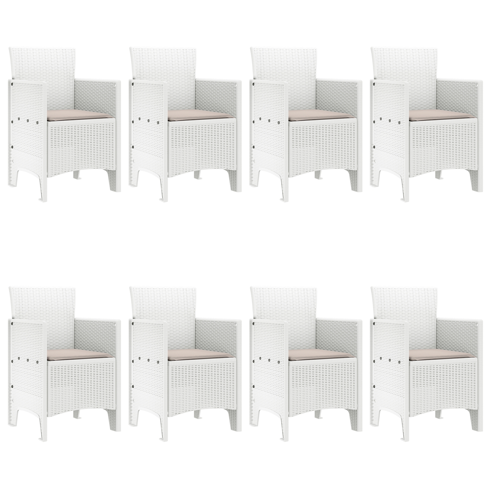 3378583 4 Set de masă pentru grădină 9 pcs Alb Ratan Polt Set de masă pentru grădină 9 pcs Alb Ratan Polt - imagine 4