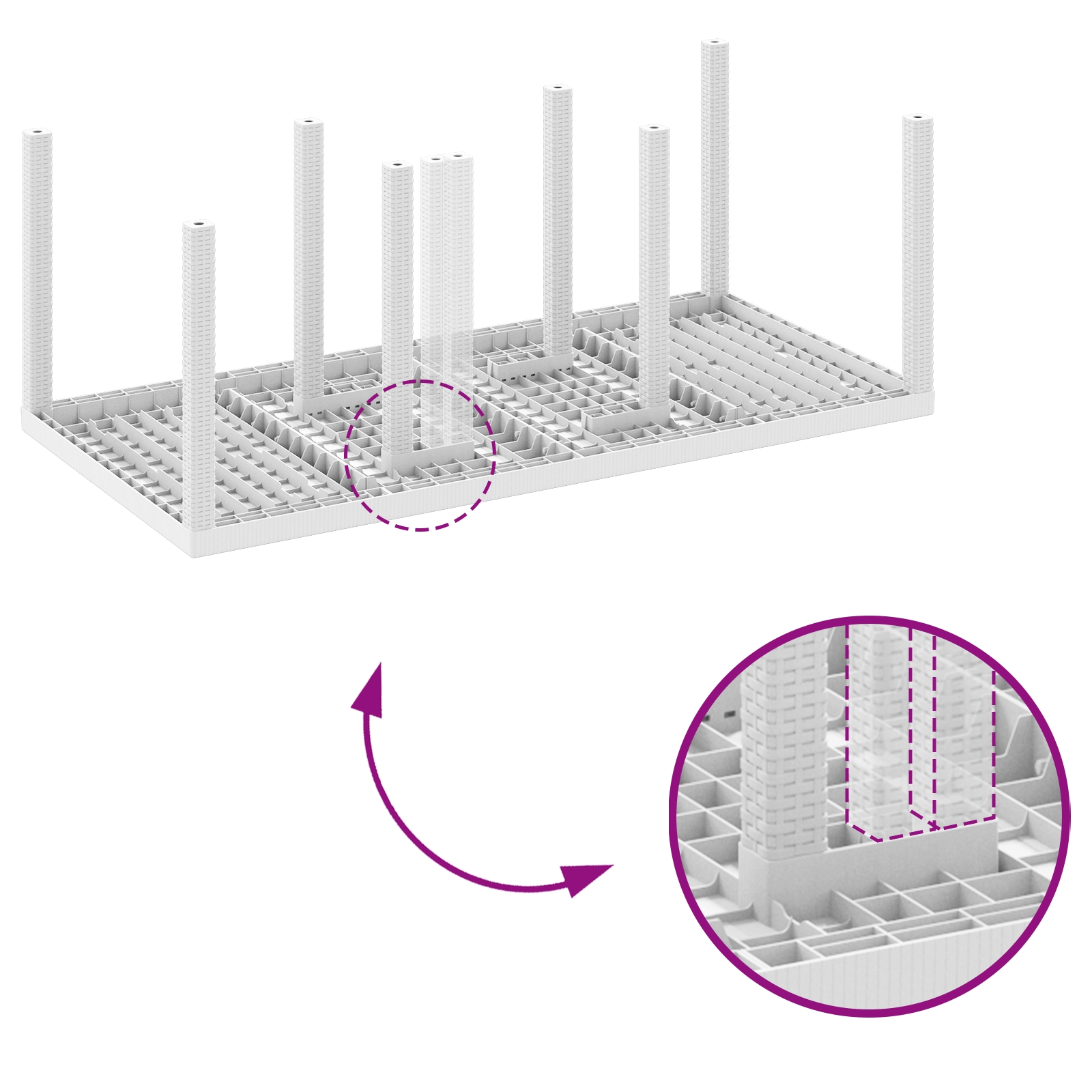 3378583 9 Set de masă pentru grădină 9 pcs Alb Ratan Polt Set de masă pentru grădină 9 pcs Alb Ratan Polt - imagine 9