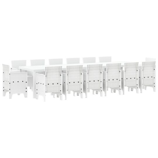Alternative view of Set de masă pentru grădină 15 pcs Alb Ratan Polt