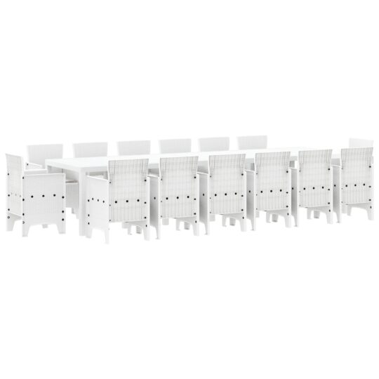 Alternative view of Set de masă pentru grădină 15 pcs Alb Ratan Polt