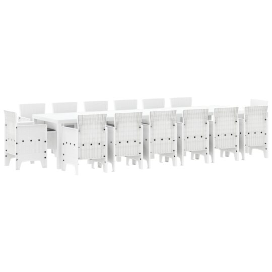 Alternative view of Set de masă pentru grădină 15 pcs Alb Ratan Polt