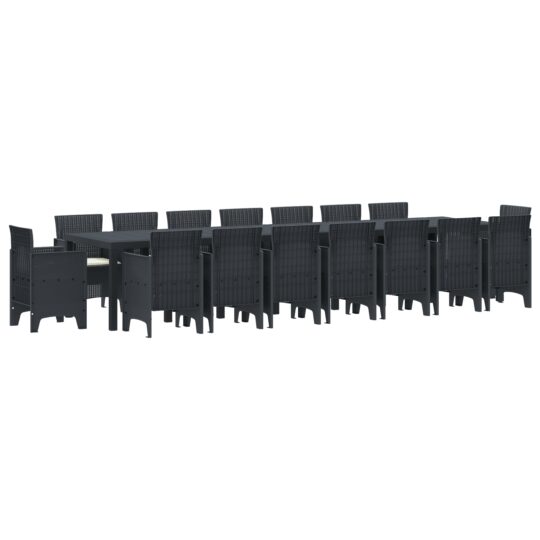 Alternative view of Set de masă pentru grădină 17 pcs Antracit Ratan Polt