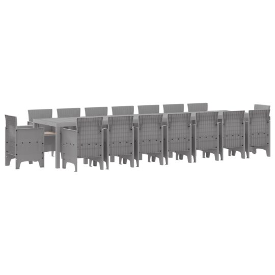 Alternative view of Set de masă pentru grădină 17 pcs Gri deschis Ratan Polt