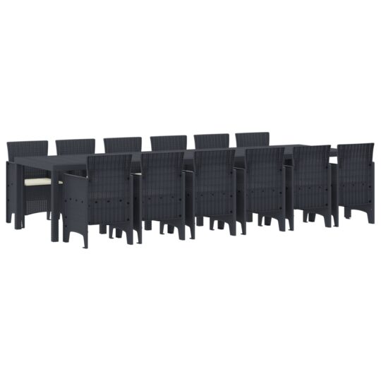 Alternative view of Set de masă pentru grădină 13 pcs Antracit Ratan Polt