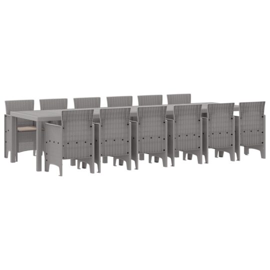 Alternative view of Set de masă pentru grădină 13 pcs Gri deschis Ratan Polt