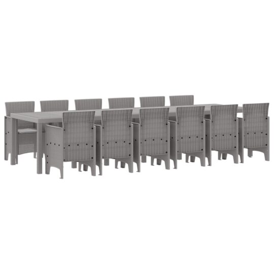 Alternative view of Set de masă pentru grădină 13 pcs Gri deschis Ratan Polt