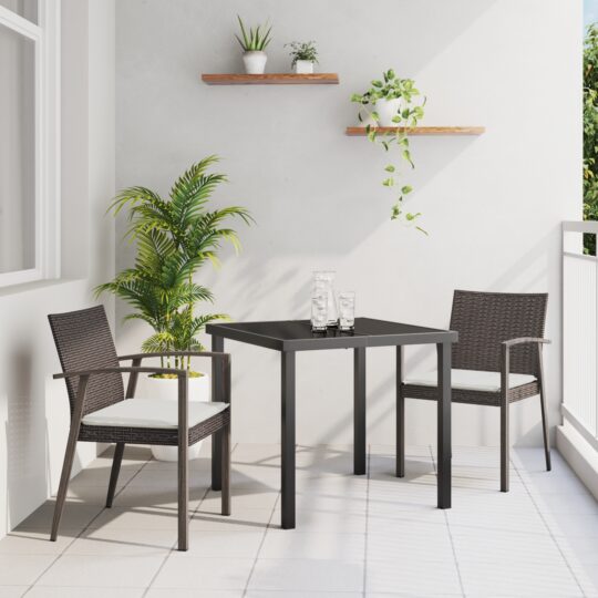 Set de masă pentru grădină 3 pcs Maro Rattan poli