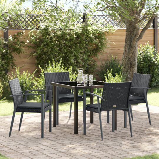 Set de masă pentru grădină 5 pcs Negru Rattan poli