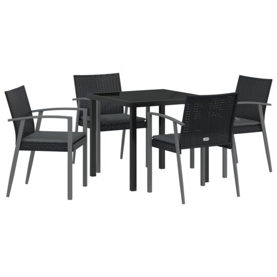Alternative view of Set de masă pentru grădină 5 pcs Negru Rattan poli