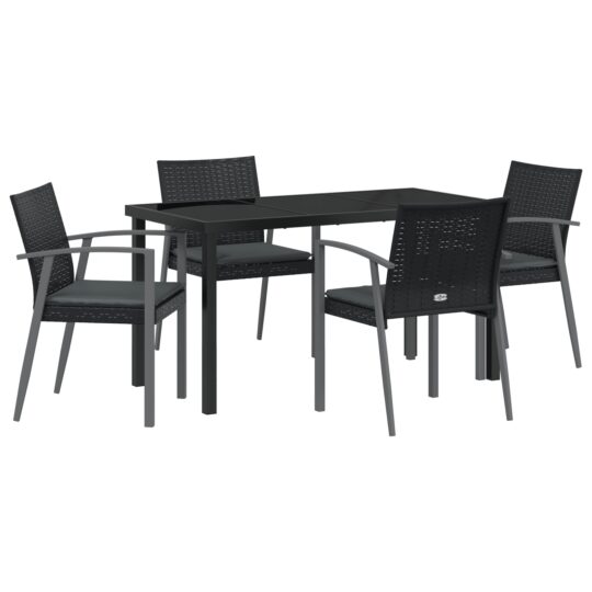 Alternative view of Set de masă pentru grădină 5 pcs Negru Rattan poli