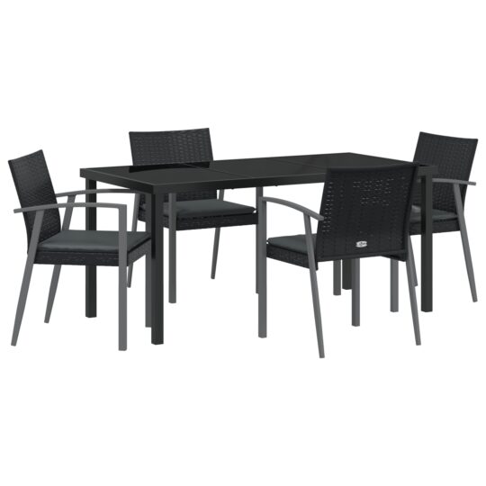 Alternative view of Set de masă pentru grădină 5 pcs Negru Rattan poli