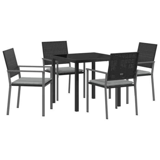 Alternative view of Set de masă pentru grădină 5 pcs Negru Rattan poli