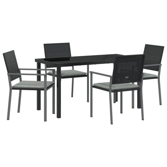 Alternative view of Set de masă pentru grădină 5 pcs Negru Rattan poli