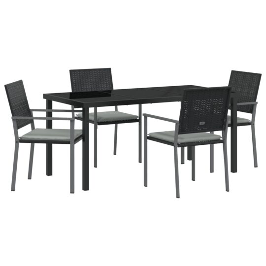 Alternative view of Set de masă pentru grădină 5 pcs Negru Rattan poli