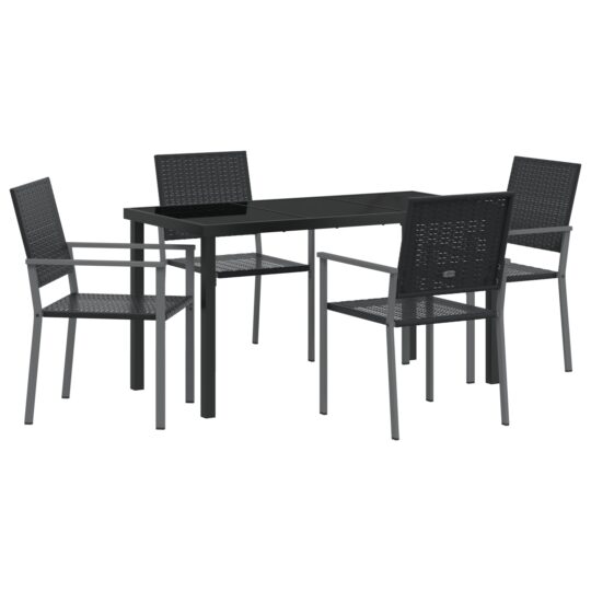 Alternative view of Set de masă pentru grădină 5 pcs Negru Rattan poli