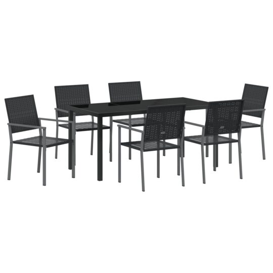 Alternative view of Set de masă pentru grădină 7 pcs Negru Rattan poli