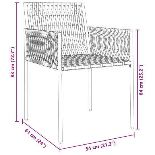 3379100 10 Set de masă pentru grădină 3 pcs Negru Rattan poli 3379100 10