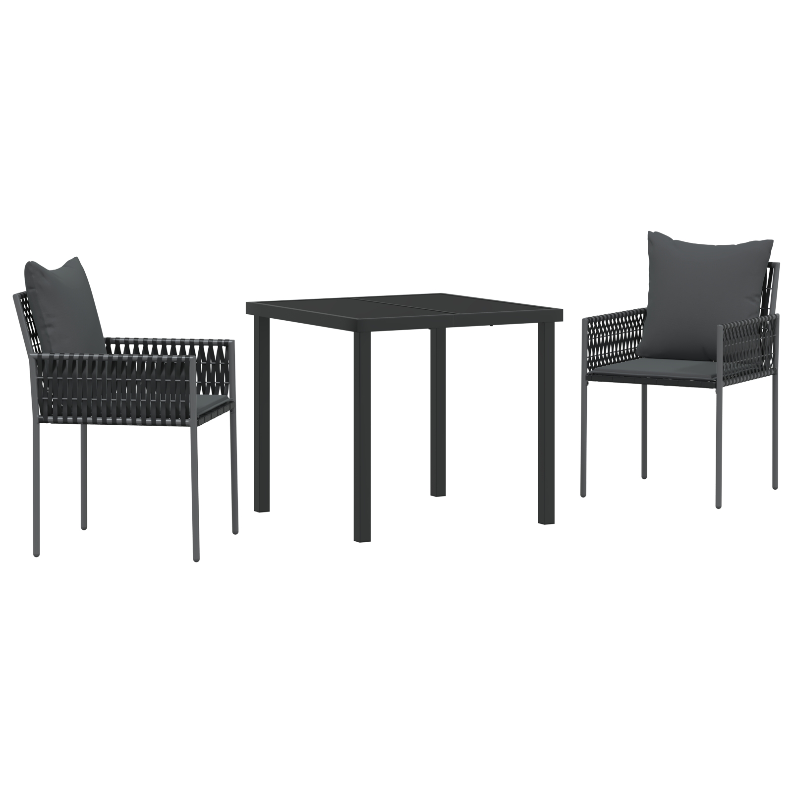 3379100 2 Set de masă pentru grădină 3 pcs Negru Rattan poli Set de masă pentru grădină 3 pcs Negru Rattan poli - imagine 2