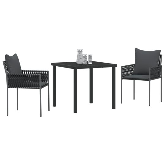 3379100 3 Set de masă pentru grădină 3 pcs Negru Rattan poli 3379100 3